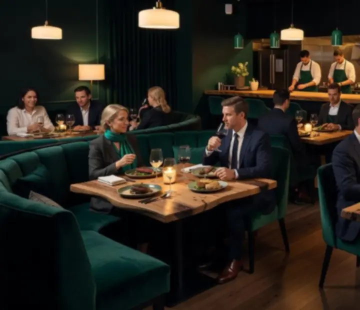 Mood-lit bistro table setting prepared for a multi-course culinary evening